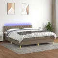cadre de lit avec matelas LED Taupe 180x200 cm Tissu