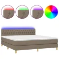 cadre de lit avec matelas LED Taupe 180x200 cm Tissu