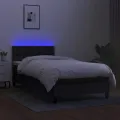 cadre de lit avec matelas et LED Noir 90x200cm Tissu