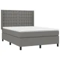 cadre de lit avec matelas Gris foncé 140x190cm Tissu