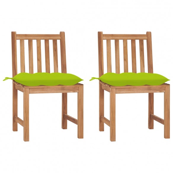 Chaises de jardin 2 pcs avec coussins Bois de teck massif