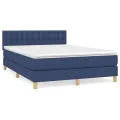 cadre de lit avec matelas Bleu 140x200 cm Tissu