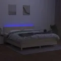 cadre de lit avec matelas LED Crème 180x200 cm Tissu