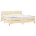 cadre de lit avec matelas LED Crème 180x200 cm Tissu