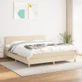cadre de lit avec matelas Crème 180x200 cm Tissu