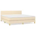 cadre de lit avec matelas Crème 180x200 cm Tissu