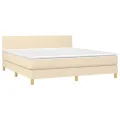 cadre de lit avec matelas Crème 180x200 cm Tissu