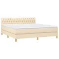 cadre de lit avec matelas Crème 180x200 cm Tissu