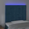 Tête de lit à LED Bleu foncé 100x5x118/128 cm Velours