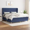 cadre de lit avec matelas Bleu 180x200 cm Tissu