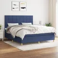 cadre de lit avec matelas Bleu 160x200 cm Tissu