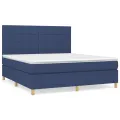 cadre de lit avec matelas Bleu 160x200 cm Tissu