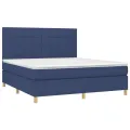 cadre de lit avec matelas Bleu 160x200 cm Tissu