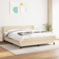 cadre de lit avec matelas Crème 160x200 cm Tissu
