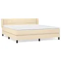 cadre de lit avec matelas Crème 160x200 cm Tissu