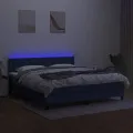 cadre de lit avec matelas LED Bleu 160x200 cm Tissu