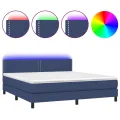 cadre de lit avec matelas LED Bleu 160x200 cm Tissu
