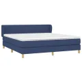 cadre de lit avec matelas Bleu 180x200 cm Tissu