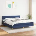 cadre de lit avec matelas Bleu 180x200 cm Tissu