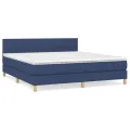cadre de lit avec matelas Bleu 180x200 cm Tissu