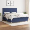 cadre de lit avec matelas Bleu 180x200 cm Tissu