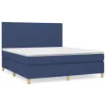 cadre de lit avec matelas Bleu 180x200 cm Tissu