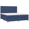 cadre de lit avec matelas Bleu 180x200 cm Tissu