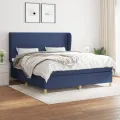 cadre de lit avec matelas Bleu 160x200 cm Tissu