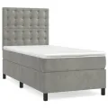 cadre de lit et matelas et LED Gris clair 90x190 cm