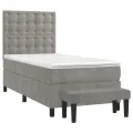 cadre de lit et matelas Gris clair 90x190 cm Velours