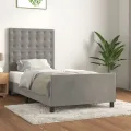 Cadre de lit avec tête de lit Gris clair 90x200 cm Velours