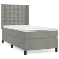 cadre de lit et matelas Gris clair 90x200 cm Velours