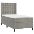 cadre de lit et matelas Gris clair 90x200 cm Velours