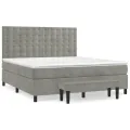 cadre de lit et matelas Gris clair 180x200cm Velours