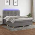 cadre de lit et matelas et LED Gris foncé 180x200 cm