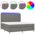 cadre de lit et matelas et LED Gris foncé 180x200 cm