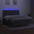 cadre de lit et matelas et LED Gris foncé 180x200 cm