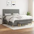 cadre de lit avec matelas Gris foncé 180x200cm Tissu
