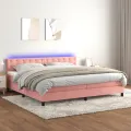 cadre de lit avec matelas et LED Rose 200x200 cm