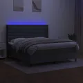 cadre de lit matelas LED Gris foncé 180x200 cm Tissu