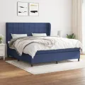 cadre de lit avec matelas Bleu 160x200 cm Tissu