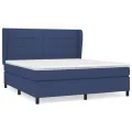 cadre de lit avec matelas Bleu 160x200 cm Tissu