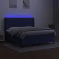 cadre de lit matelas et LED Bleu 160x200 cm Tissu