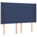 cadre de lit matelas et LED Bleu 160x200 cm Tissu