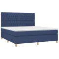 cadre de lit avec matelas Bleu 180x200 cm Tissu