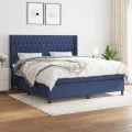 cadre de lit avec matelas Bleu 180x200 cm Tissu