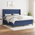 cadre de lit avec matelas Bleu 180x200 cm Tissu