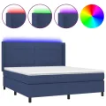 cadre de lit matelas et LED Bleu 180x200 cm Tissu