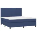 cadre de lit et matelas et LED Bleu 180x200 cm Tissu