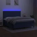 cadre de lit et matelas et LED Bleu 180x200 cm Tissu